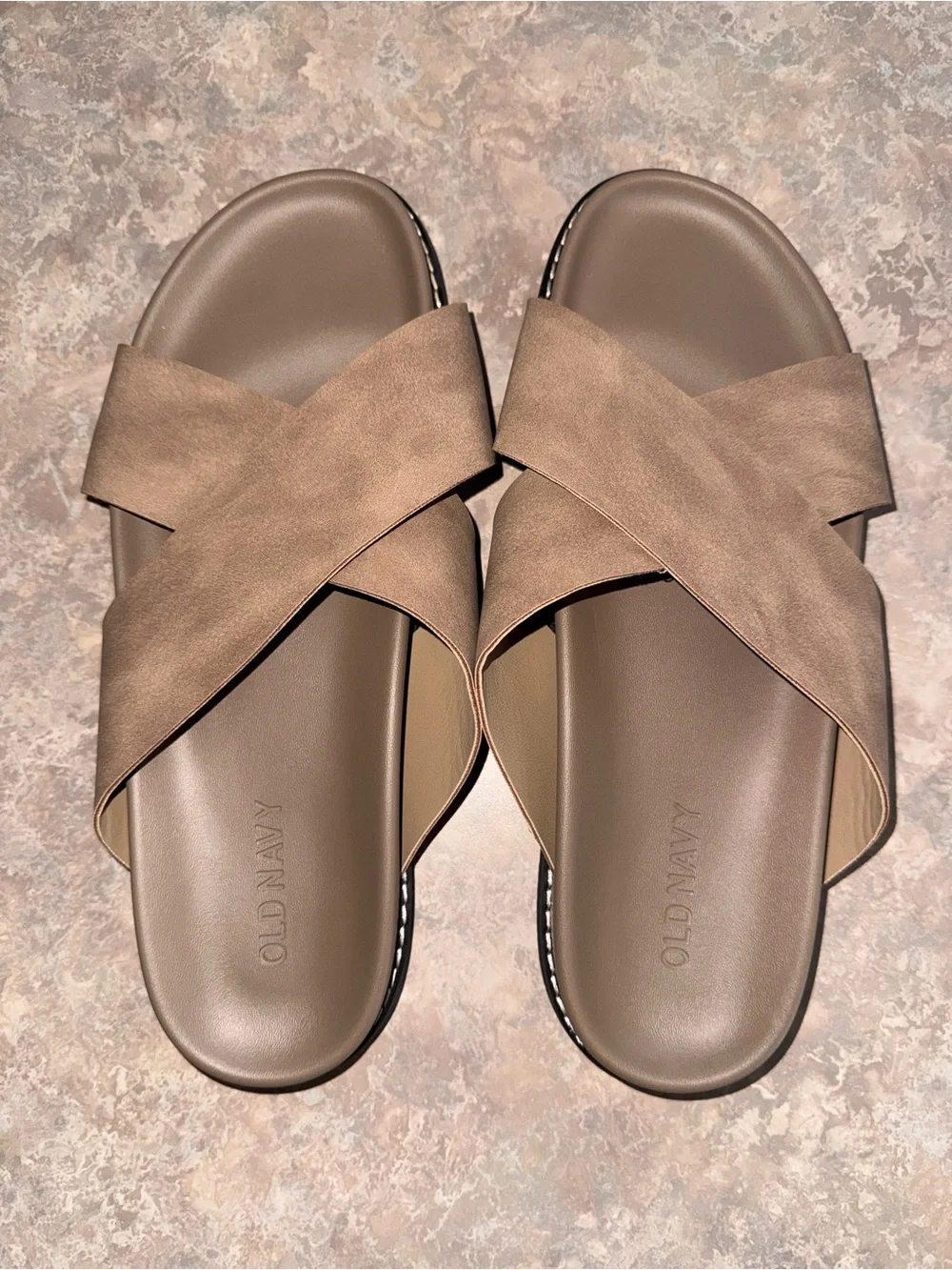 Old Navy Men’s Taupe Crisscross Slide Sandals